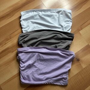 Set of Three Tube Tops - White, Gray, and Purple